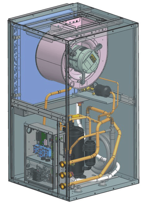 2.5 Ton Water Source Heat Pump | Carrier Vertical, Right Hand Return, Copper Coil, R-454B | 50WCE030EBA3BA-A